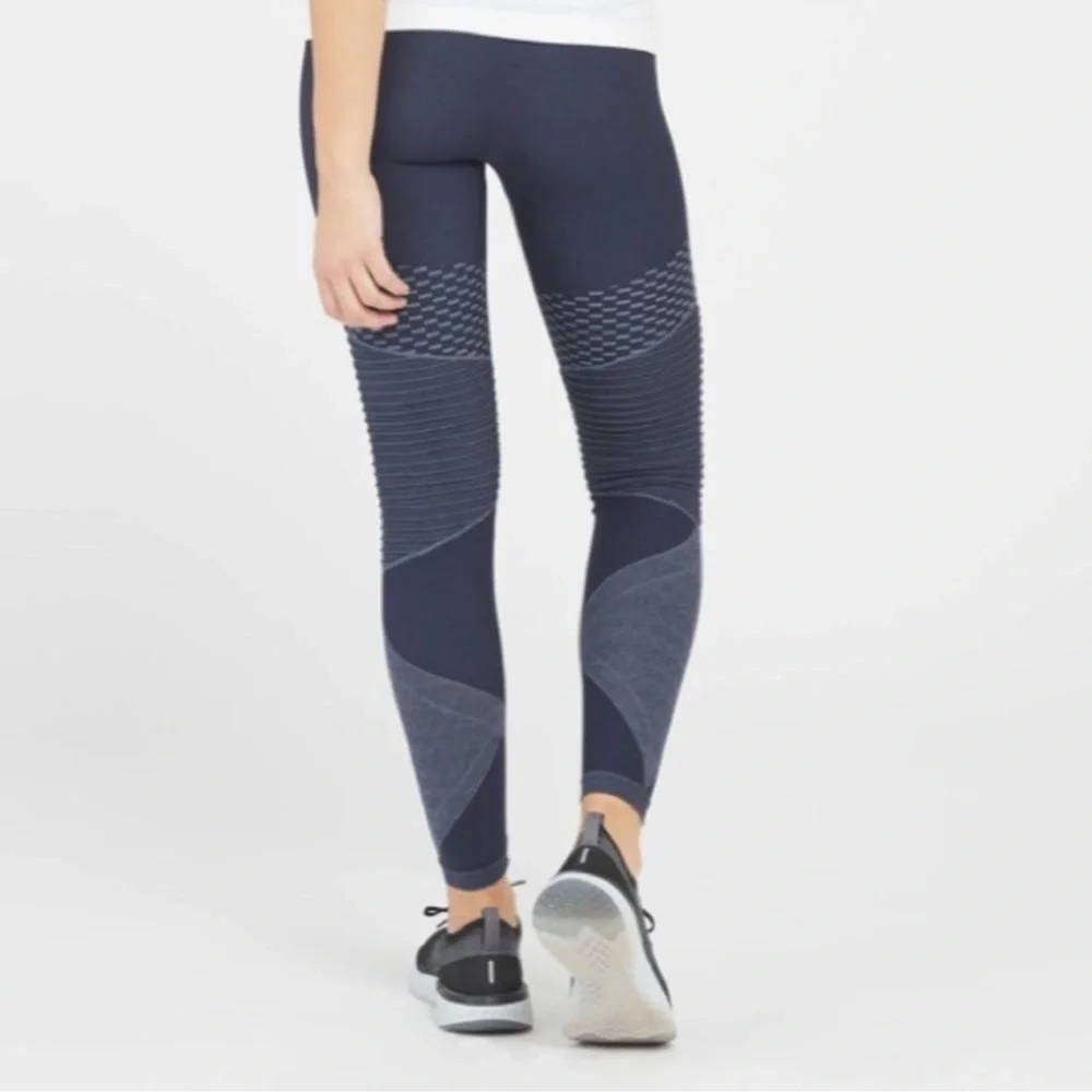 Spanx Look At Me Now Seamless Moto Leggings Indigo Blue Size XL - Picture 3 of 11